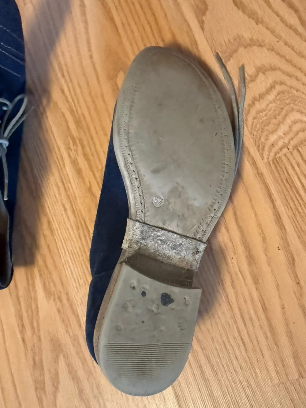 Italian Navy Suede Oxford Lace-Up Shoes